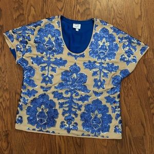 Tracy Reese Neiman Marcus | Blue & Gold Sequin Top